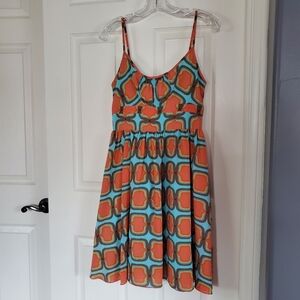 Y Apparel Sleeveless Peasant Midi‎ Dress Fit & Flare Geometric Multicolor Y2K